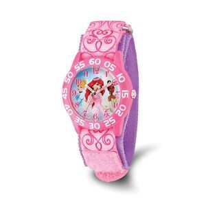 Disney Girls Princess Acrylic Pink Print Strap Time Teacher Watch